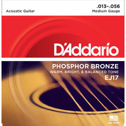 D'Addario EJ17 Σετ 6 Χορδές Ακουστικής Κιθάρας Phosphor Bronze 13-56" Medium Tension