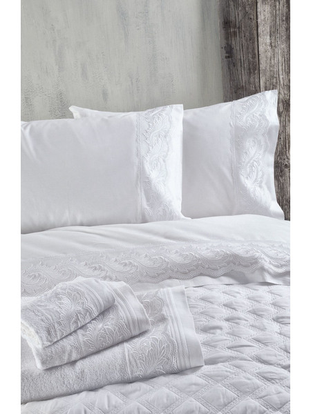 Σετ νυφικά σεντόνια Υ/Δ REGATTA WHITE, RYTHMOS HOME