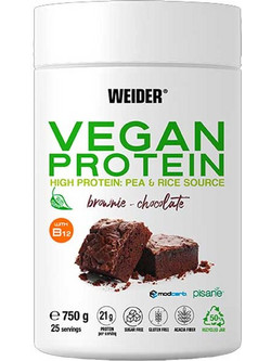 Weider Vegan Brownie Chocolate Φυτική Πρωτεΐνη Χωρίς Λακτόζη & Γλουτένη 750gr