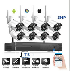 Καταγραφικό NVR HD με 8 ασύρματες κάμερες 3 megapixel IP και σκληρό δίσκο 1TB