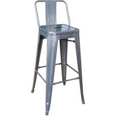RELIX Σκαμπό Bar-Pro με Πλάτη, Μέταλλο Βαφή σε Απόχρωση Metal με Διακοσμητική Σκουριά