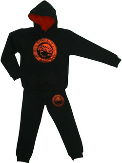 Ολυμπιακός Παιδικό σετ 2 τεμ φούτερ μπλούζα παντελόνι φοιλ ανάγλυφο Μαύρο /Κόκκινο 50961014