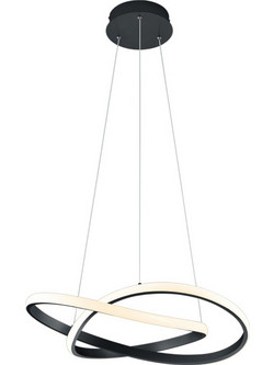 Trio Lighting Course Κρεμαστό Φωτιστικό Οροφής Μονόφωτο LED με Θερμό Λευκό Φως Μαύρο Φ60cm R32051132