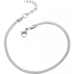 Αλυσίδα Ποδιού Φίδι SΕΝΖΑ Silver Stainless Steel 4mm-19+3cm Extension - SSD4339SR