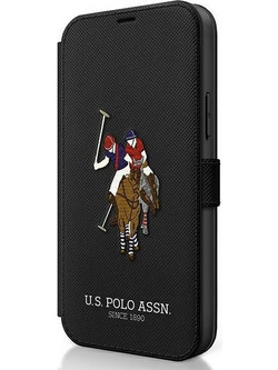 U.S. Polo Assn. Polo Embroidery Book Cover Black (iPhone 12 / 12 Pro)
