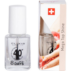 Elixir Mega Top Shine Gloss Βερνίκι Νυχιών Μακράς Διαρκείας Quick Dry 13ml