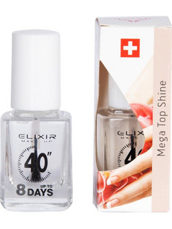 Elixir Mega Top Shine Gloss Βερνίκι Νυχιών Μακράς Διαρκείας Quick Dry 13ml