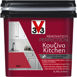 V33 Renovation Perfection Kitchen Χρώματα Πλακιδίων Red Satin 0.75lt