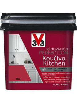 V33 Renovation Perfection Kitchen Χρώματα Πλακιδίων Red Satin 0.75lt
