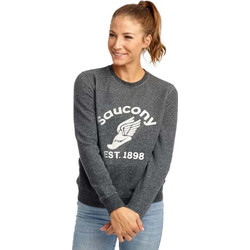 Saucony Midweight Graphic Crew Sweater Γυναικείο Αθλητικό Φούτερ Ανθρακί SAW800344-BKH