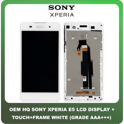 Sony Xperia E5 (F3311, F3313, C1604) IPS LCD Display Screen Assembly Οθόνη + Touch Screen Digitizer Μηχανισμός Αφής + Frame Bezel Πλαίσιο White Άσπρο (Premium A+)