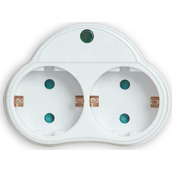 Αντάπτορας ρεύματος Powertech PT-818 2x schuko 250V 16A White