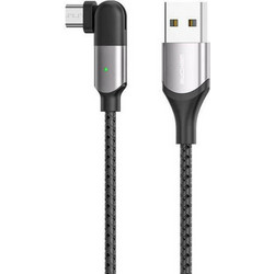 Gaming Καλώδιο Φόρτισης WK (WDC-142) USB-A σε Micro USB (Περιστρεφόμενο) - 3A, QC, USB 2.0 - Braided - 1m - Γκρι WDC-142