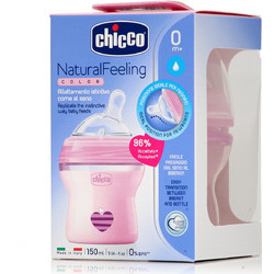 Chicco Natural Feeling Πλαστικό Μπιμπερό με Θηλή Σιλικόνης κατά των Κολικών 0m+ Pink 150ml 80811-11