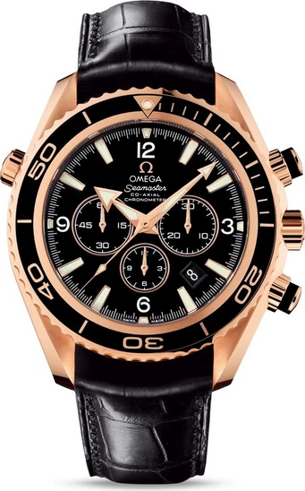 Omega Roloi Omega Seamaster Ανδρικό Ρολόι Χρονογράφος με Μαύρο Δερμάτινο Λουράκι ...