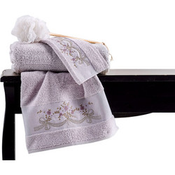 Σετ πετσέτες με κέντημα LUISA (3τμχ) LILAC - 30x50cm+50x90cm+70x140cm - SB Concept