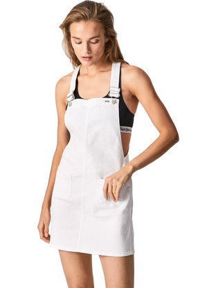Pepe Jeans Mini Καλοκαιρινό Καθημερινό Φόρεμα Τζιν Λευκό PL953069-000