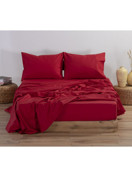 Nef-Nef Σεντόνι Ημίδιπλο Βαμβακερό 170x270cm Basic 1173 Red
