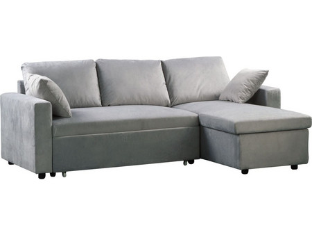 Woodwell Montreal Γωνιακός Καναπές Κρεβάτι Microfiber Αναστρέψιμη Γωνία με Αποθηκευτικό Χώρο Γκρι 223x146x83cm Ε9586,2