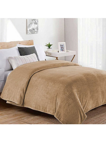Κουβέρτα Fleece Υπέρδιπλη 220X240 Dimcol Μονόχρωμη Beige (220x240)