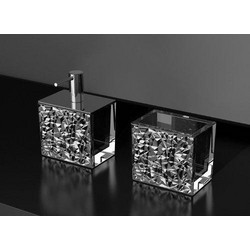 Glass Design COLORI LUX Μοντέρνα Αξεσουάρ Μπάνιου Σετ 2τμχ σε 5 Χρώματα Ασημί