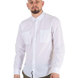 Double Ανδρικό Πουκάμισο Λινό Μακρυμάνικο Slim Fit Λευκό GS-536