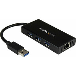 StarTech ST3300GU3B USB Hub 3.0 USB-A με 4 Θύρες USB-A / Ethernet & Εξωτερική Παροχή Ρεύματος