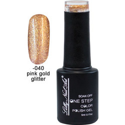 Lilly Nail Art One Step Pink Gold Glitter Ημιμόνιμο Βερνίκι Νυχιών 5ml
