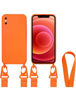 ΘΗΚΗ IPHONE XS / IPHONE X 5.8" CROSSBODY SILICONE ΜΕ STRAP ΚΑΙ CAMERA GUARD ΝΕΟΝ ΠΟΡΤΟΚΑΛΙ