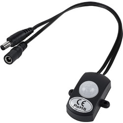GLOBOSTAR(R) SENSORE 70693 Ανιχνευτής PIR / Αισθητήρας Κίνησης 180 DC 12-24V 5/2.5A 60W Max με Αρσενικό + Θηλυκό Ταχυσύνδεσμο DC Jack 5.5x2.1mm IP20 - Μ30 x Π4 x Υ2.3cm