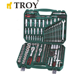 Troy σετ επαγγελματική κασετίνα εργαλείων (κλειδιά, καστανιές, καρυδάκια) 1/4" - 3/8" - 1/2" 219 τεμ