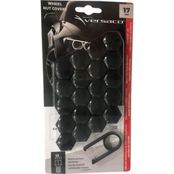 Versaco Καπάκια Για Μπουλόνια Μαύρα 17mm Σετ 20 Τεμαχίων
