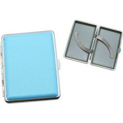 Ταμπακιέρα Τσιγαροθήκη Μεταλλική - Δερμάτινη Γαλάζια Metallic Cigarette case Light Blue leather