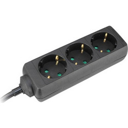 ΠΟΛΥΠΡΙΖΟ 3 ΘΕΣΕΩΝ ΣΟΥΚΟ ΜΕ ΚΑΛΩΔΙΟ 1,4m 3x1mm2 H05VV-F ΜΑΥΡΟ 232-321 COMMEL 3858890446913