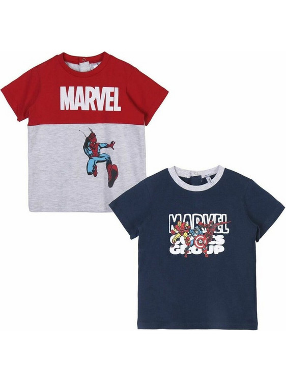 Παιδικό Μπλούζα με Κοντό Μανίκι Marvel Γκρι x2