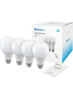 4-Pack BroadLink LB1 Smart LED Dimmable Bulbs for Smart Home Lights - Works with Alexa and Google Home (BestCon)