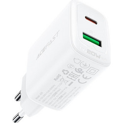 Acefast A25 Φορτιστής Χωρίς Καλώδιο με Θύρα USB-A & USB-C 20W Power Delivery White