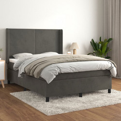 vidaXL Κρεβάτι Boxspring με Στρώμα Σκούρο Γκρι 140x200cm 3132562
