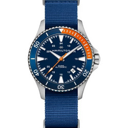 Hamilton Khaki Navy Ανδρικό Ρολόι Αυτόματο με Μπλε Υφασμάτινο Λουράκι H82365941