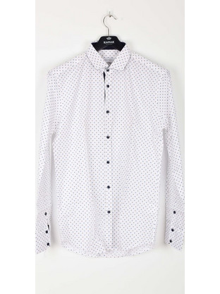 Stefan Ανδρικό Πουκάμισο Βαμβακερό Μακρυμάνικο Slim Fit Λευκό 9002-S/S19