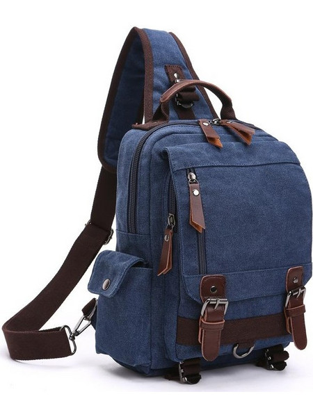 Outdoor Travel Messenger Canvas Chest Bag, Color: Dark Blue (OEM)