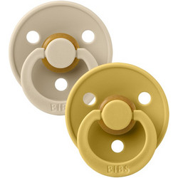 BIBS Colour Καουτσούκ Vanilla/Mustard 0m+ 2τμχ