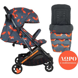 Cosatto Woosh 3 Καρότσι Μωρού Μπαστούνι Charcoal Mister Fox
