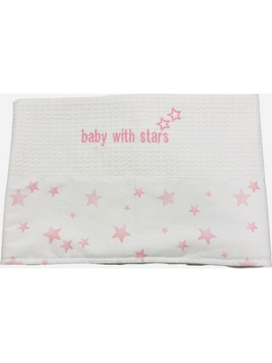 Figlio Bino Stars 613 Κουβέρτα Κούνιας Πικέ White/Pink 110x140cm