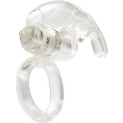 Seven Creations Rabbit Cockring Silicone Ελαστικό Δαχτυλίδι Πέους Σιλικόνης με Δόνηση Διαφανές