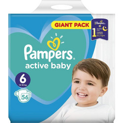 Pampers Active Baby Πάνες No6 13-18Kg 56τμχ