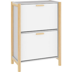 vidaXL Παπουτσοθήκη Ξύλινη Λευκή Μ57.5xΠ33xΥ80cm 345684