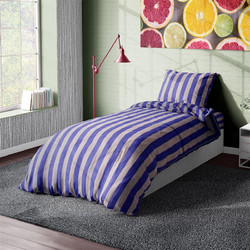 Dimcol Σετ Σεντόνια Μονά Βαμβακοσατέν 160x240 Stripes 157 Purple-Grey 2τμχ
