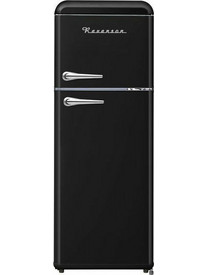 Ravanson LKK-210RB Retro Δίπορτο Ψυγείο Υ147xΠ58xΒ58.5cm Μαύρο