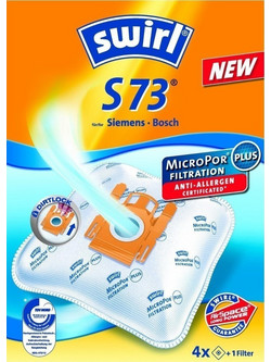 Swirl S73 Σακούλες Σκούπας 4τμχ Συμβατές με Σκούπα Bosch / Siemens